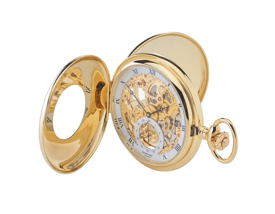 picture 4 Half Hunter 53mm Mechanical Pocket Watch – Gold
