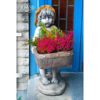 Picture A beautiful girl's flowerpot with a basket