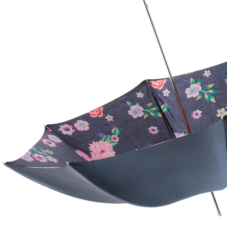 obrazek 3 Stylowy parasol damski w kolorze granatowym zdobiony motywem kwiatów - Pasotti
