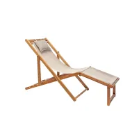 Zdjęcie Regulowany ogrodowy leżak z podnóżkiem Venezia wykonany z drewna tekowego