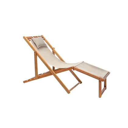 Zdjęcie Regulowany ogrodowy leżak z podnóżkiem Venezia wykonany z drewna tekowego