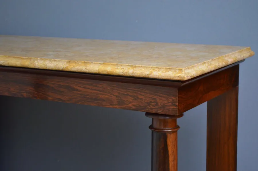 obrazek 4 Stolik regencyjny o prostym i eleganckim designie, z marmurowym blatem - antyk