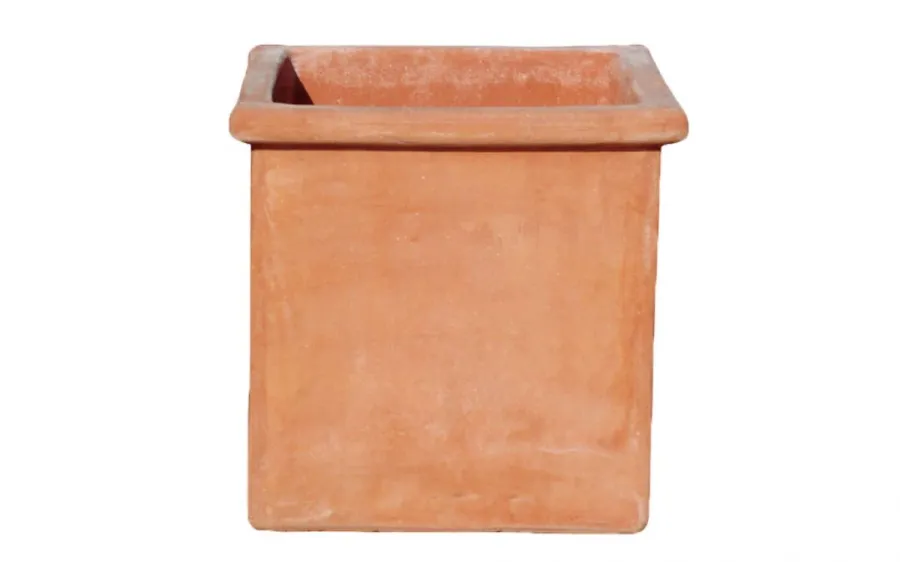 obrazek 1 Stylowy sześcienny wazon z terakoty do ogrodu 30 cm - Goti Terrecotte