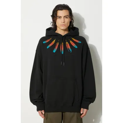 Zdjęcie Marcelo Burlon bluza bawełniana Collar Feathers Comfy Hoodie męska kolor czarny z kapturem z nadrukiem CMBB106F24FLE0031084