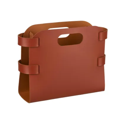 Zdjęcie Burgundowy gazetnik 16x36xH25 cm wykonany z naturalnej skóry