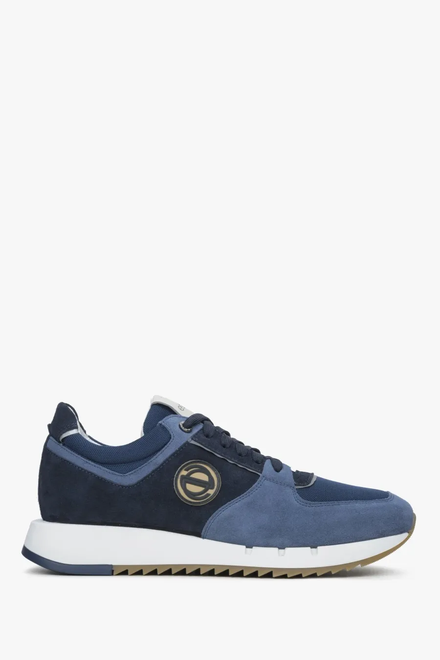obrazek 1 Estro: Czarno-niebieskie sneakersy męskie z weluru z elastyczną podeszwą