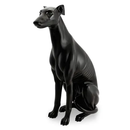 Picture Black ceramic statuette of a large Italian greyhound - Ahura
