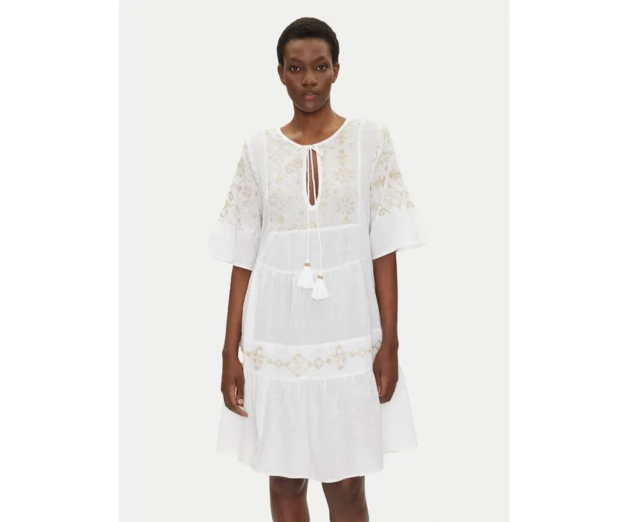 obrazek 1 Iconique Sukienka letnia IC25-018 Biały Relaxed Fit