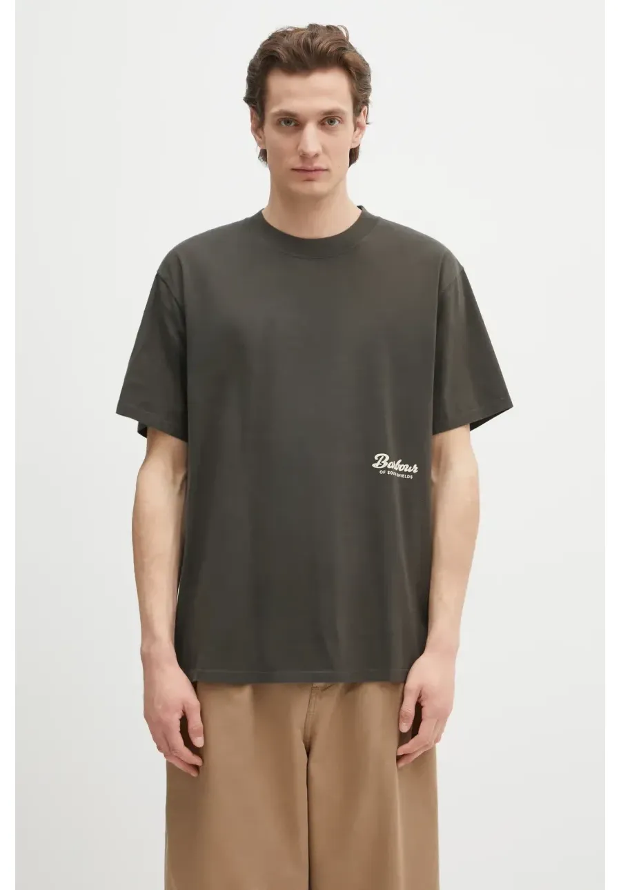 obrazek 1 Barbour t-shirt bawełniany Barbour Newclyde OS Fit Graphic T-Shirt męski kolor zielony z nadrukiem MTS1403