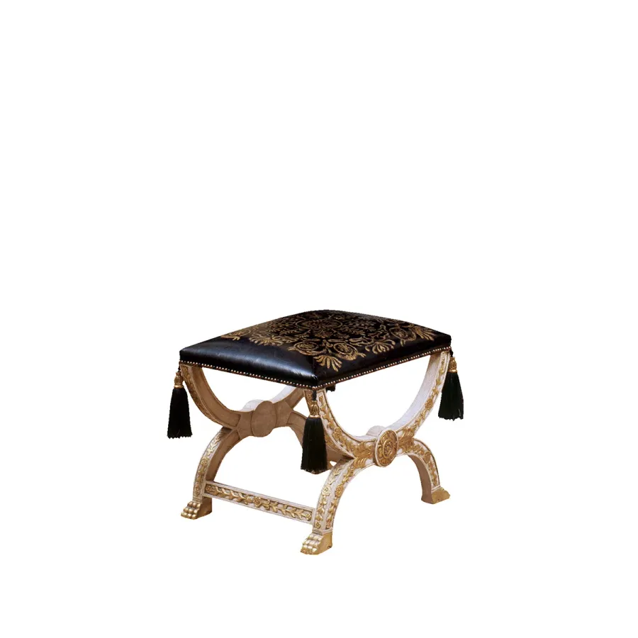obrazek 1 Luksusowy biało-czarno-złoty stołek BOIRA - Collecion Alexandra
