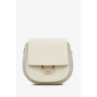 Zdjęcie Estro: Mała jasnobeżowa torebka damska w kształcie podkowy z włoskiej skóry naturalnej Premium