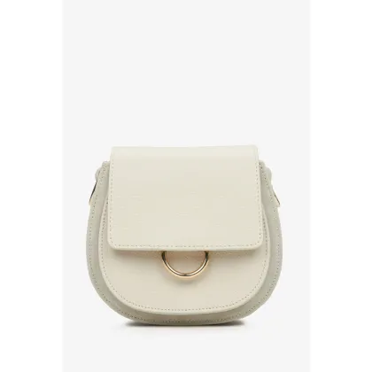 Zdjęcie Estro: Mała jasnobeżowa torebka damska w kształcie podkowy z włoskiej skóry naturalnej Premium