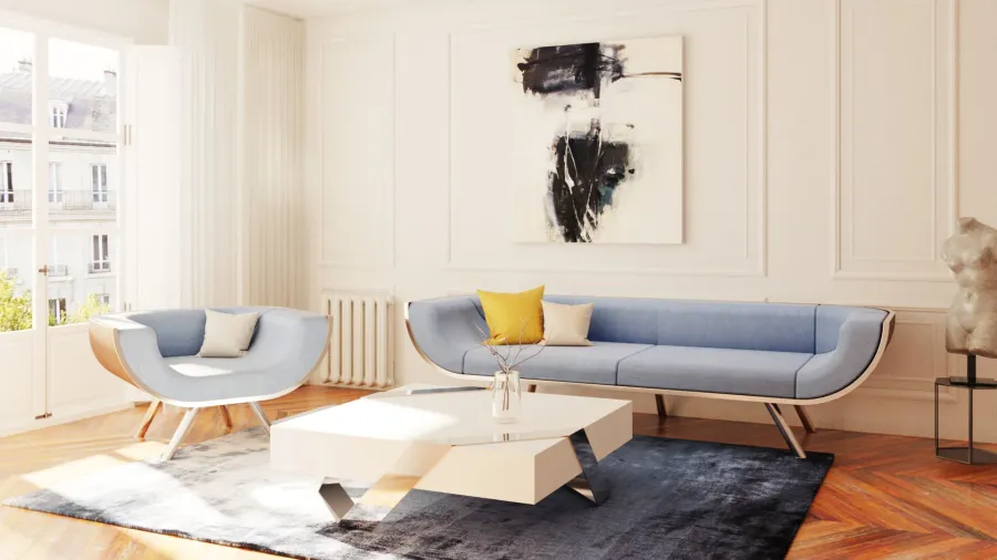 obrazek 8 Prestiżowa dwuosobowa nowoczesna sofa z drewna orzechowego do salonu