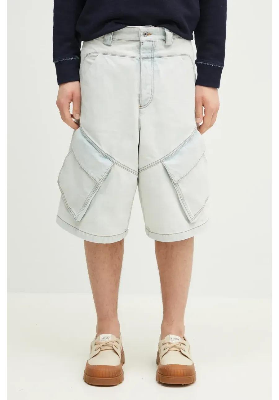 obrazek 1 Marcelo Burlon szorty jeansowe Bleach Dnm Wide Cargo Shorts Light Blue męskie kolor niebieski CMYC003S25DEN0014000
