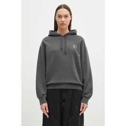 Zdjęcie Carhartt WIP bluza bawełniana Hooded Nelson Sweat damska kolor szary z kapturem gładka I032741.87GD