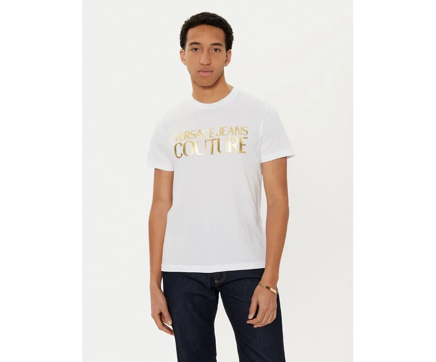 obrazek 1 Versace Jeans Couture T-Shirt 78GAHT05 Biały Regular Fit