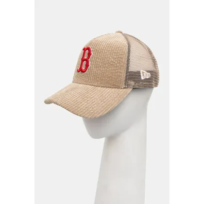 Zdjęcie New Era czapka z daszkiem CORD TRUCKER BOSTON RED SOX kolor beżowy z aplikacją 60565522