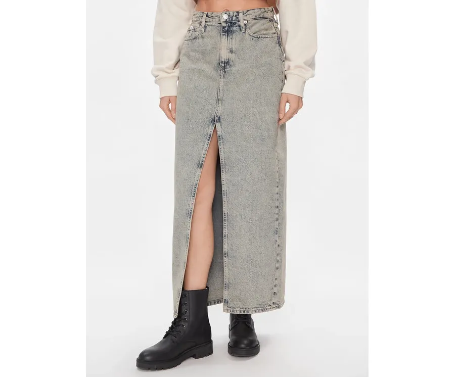 obrazek 1 Calvin Klein Jeans Spódnica jeansowa Front Split Maxi Denim Skirt J20J222869 Niebieski Slim Fit