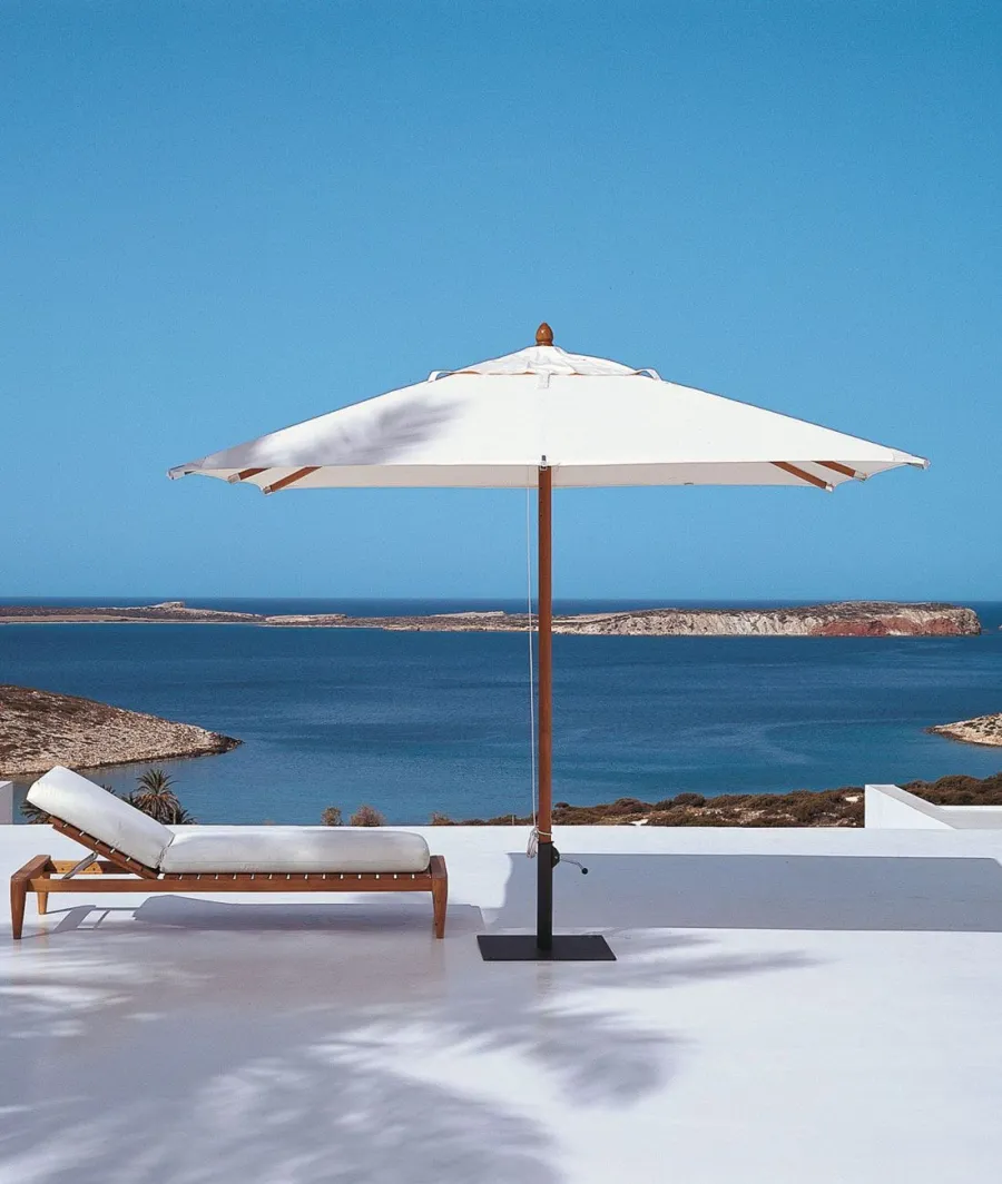 obrazek 1 Unikalny kwadratowy parasol Lipari 400×400 cm w kolorze białym akrylowym do ogrodu