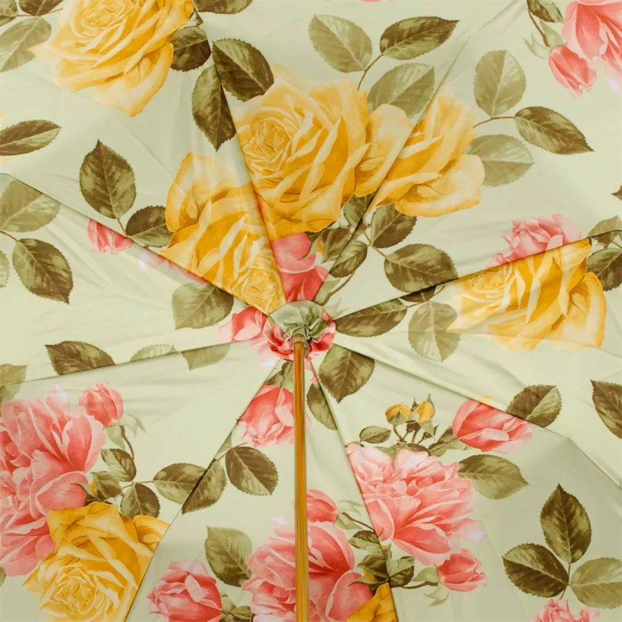 obrazek 4 Stylowy parasol damski w kolorze brązowym zdobiony żółtymi i czerwonymi różami - Pasotti