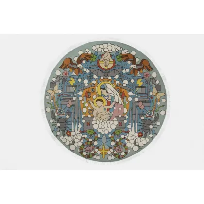 Zdjęcie Emocjonujący okrągły dywan wełniany - BIRTH