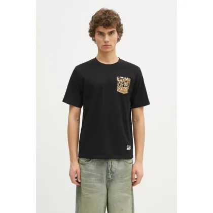 Zdjęcie Evisu t-shirt bawełniany Brocade Pocket & Seagull Emb męski kolor czarny z aplikacją 2EAHTM4TS7067