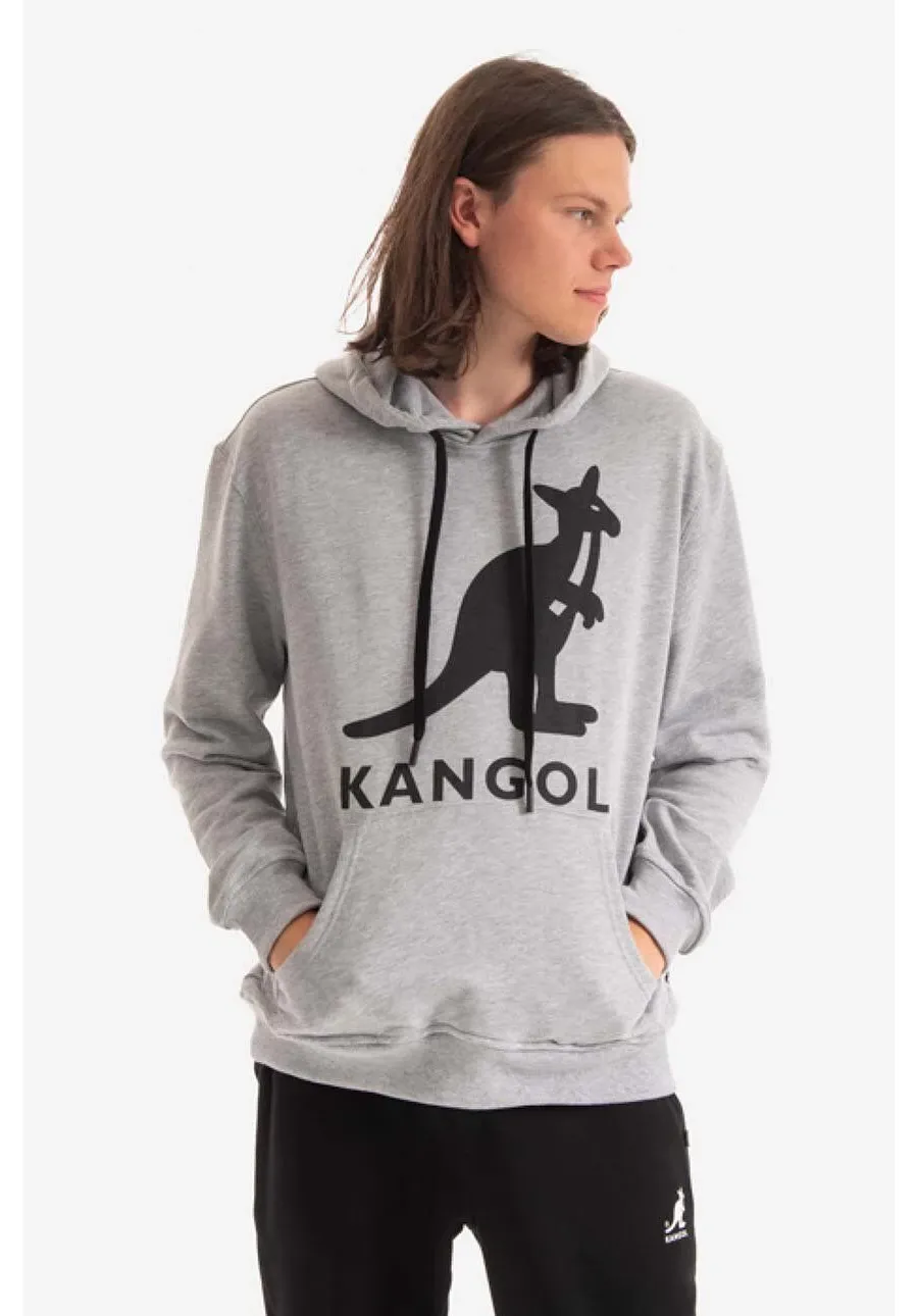 obrazek 1 Kangol bluza bawełniana kolor szary z kapturem z nadrukiem KLEU001-99