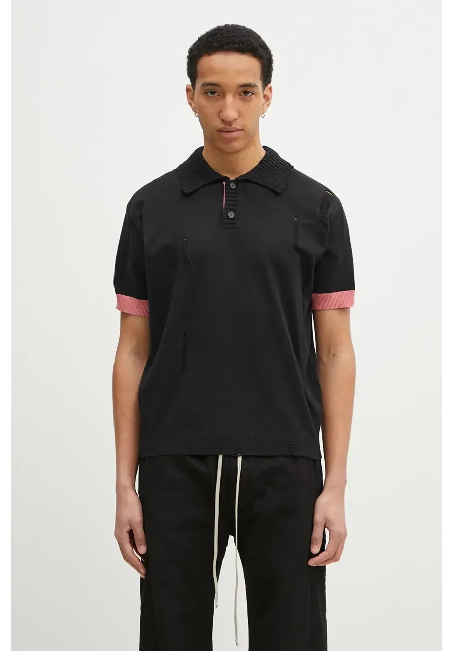 obrazek 1 Andersson Bell sweter Damaged Polo męski kolor czarny lekki atb1243m