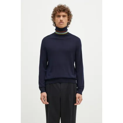 Zdjęcie Paul Smith sweter wełniany męski kolor granatowy lekki z golferm M1R-565X-M02093