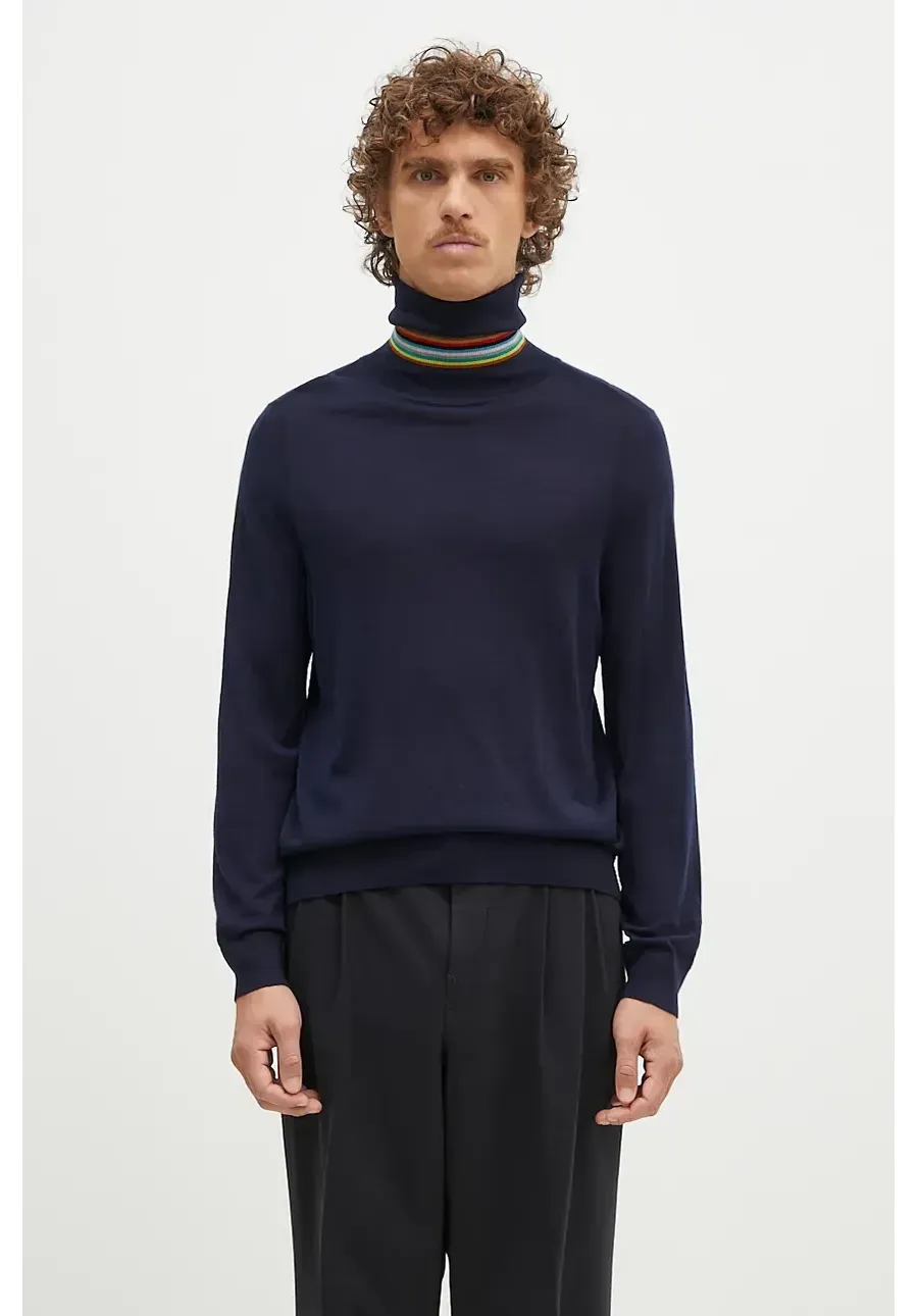obrazek 1 Paul Smith sweter wełniany męski kolor granatowy lekki z golferm M1R-565X-M02093