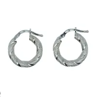 Picture Polished and knurled round earrings with bayonet hook, diameter 10mm