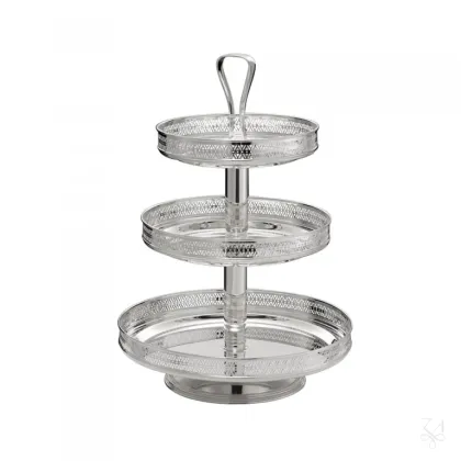 Picture Unique three-tier Griglia dessert stand, silver-plated - Zaramella Argenti