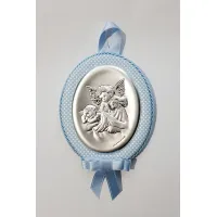 Zdjęcie Cudowny Medalion grający Aniołek z latarenką nad dzieciątkiem 9x11,5 cm