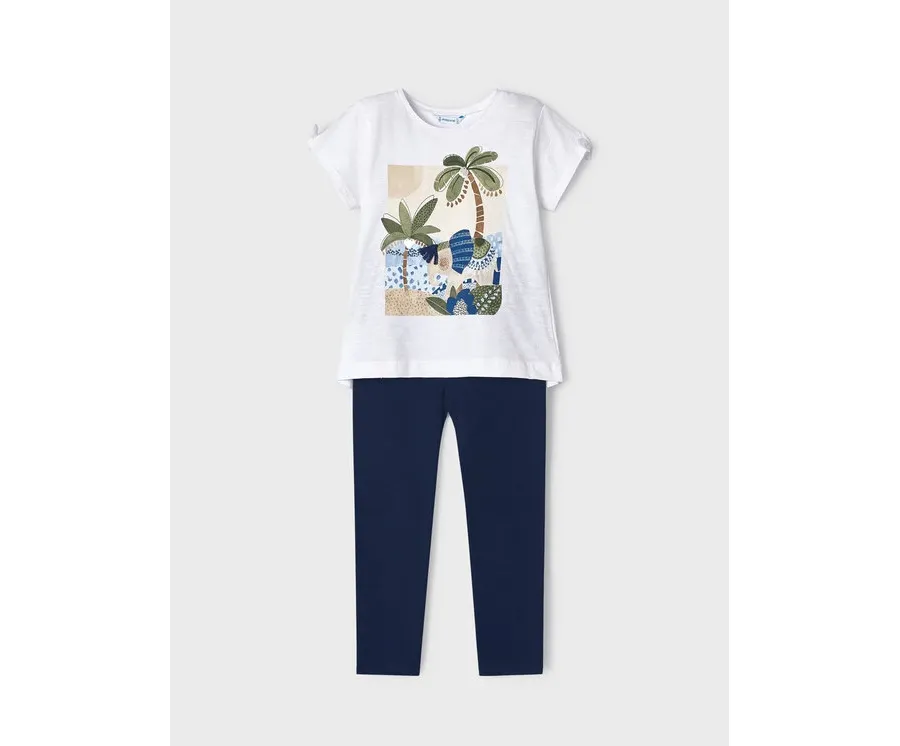 obrazek 1 Mayoral Komplet t-shirt i legginsy 3783 Granatowy