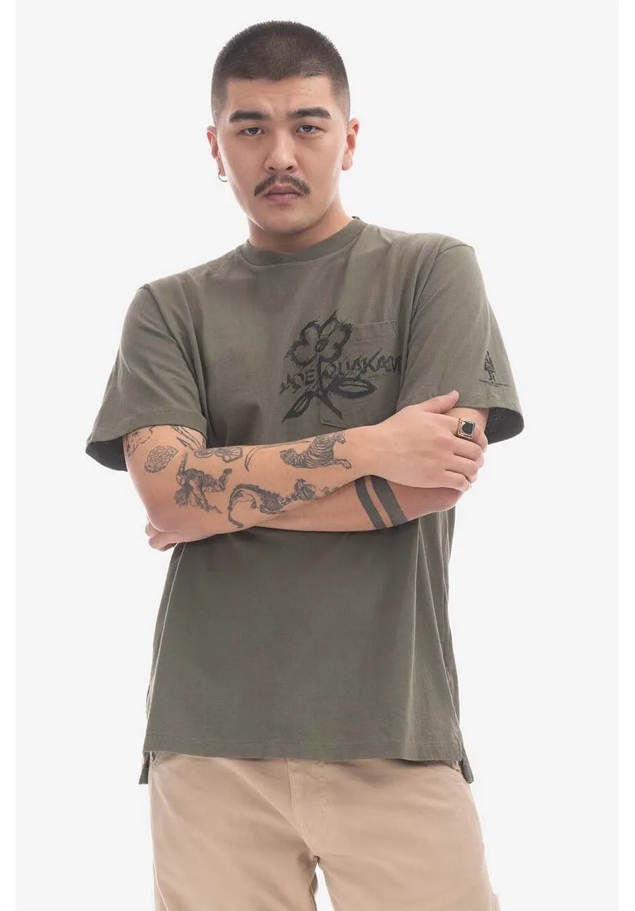 obrazek 1 Engineered Garments t-shirt bawełniany kolor zielony z nadrukiem 23S1H010.NLP016A-P016A