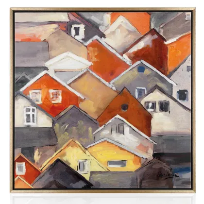 Zdjęcie Wyjątkowy obraz „Pejzaż” przedstawiający dachy domów