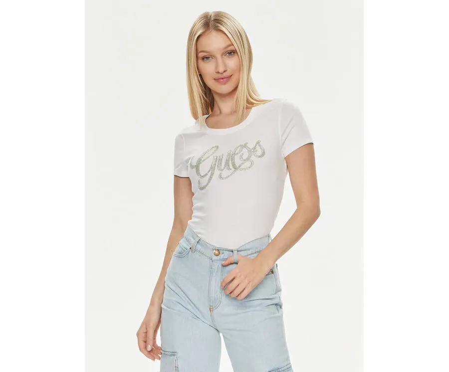 obrazek 1 Guess T-Shirt W4GI30 J1314 Biały Slim Fit