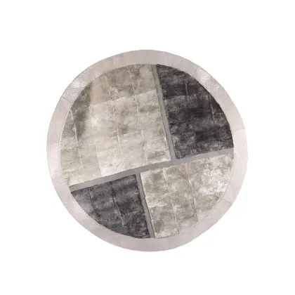 Picture Round carpet - gray and blue rex rabbit fur - Ulivi Salotti