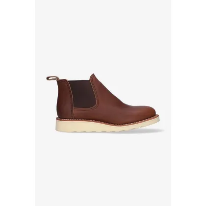 Zdjęcie Red Wing sztyblety skórzane damskie kolor brązowy na płaskim obcasie 3445.Classic-Brown