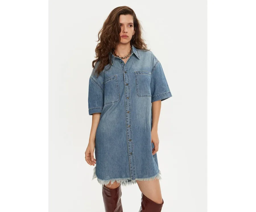 obrazek 1 One Teaspoon Sukienka jeansowa 26541 Niebieski Relaxed Fit