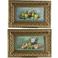 Zdjęcie Para litografii owoców i kwiatów Giuseppe Falchettiego z początku XX wieku