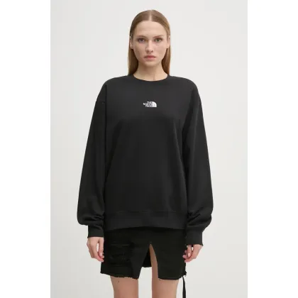 Zdjęcie The North Face bluza Essential Crew damska kolor czarny z aplikacją NF0A89EPJK31
