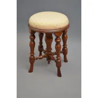 Picture Attractive Victorian walnut stool with round seat - antique