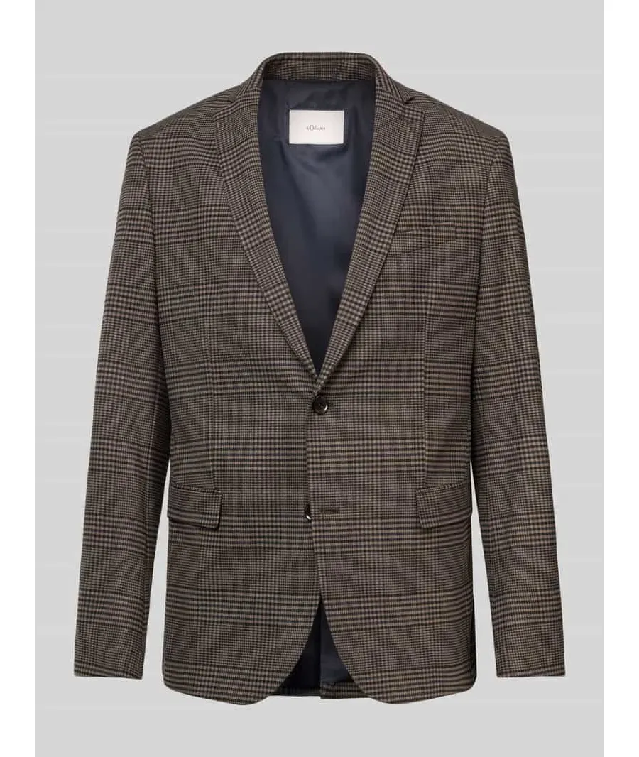 obrazek 1 Marynarka do garnituru o kroju slim fit z flaneli ze wzorem w kratę model ‘S.O PURE’