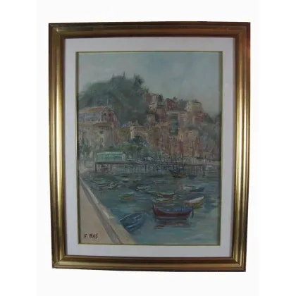 Picture Oil painting on canvas depicting a marina