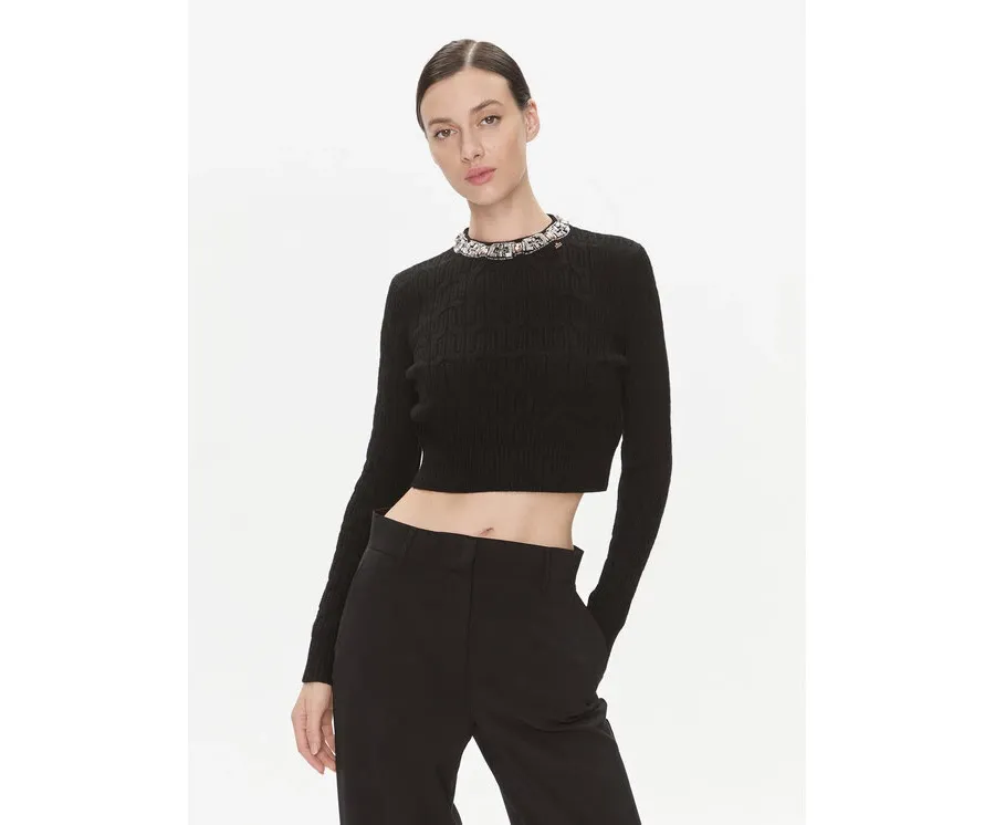 obrazek 1 Elisabetta Franchi Sweter MK-15B-37E2-V460 Czarny Slim Fit