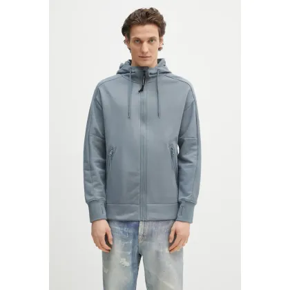 Zdjęcie C.P. Company bluza bawełniana męska kolor niebieski z kapturem gładka 18CMSS028A005086W