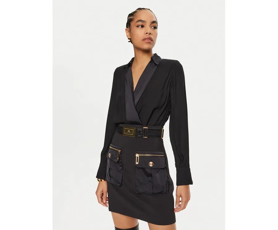 obrazek 1 Elisabetta Franchi Sukienka koktajlowa AB-655-46E2 Czarny Regular Fit