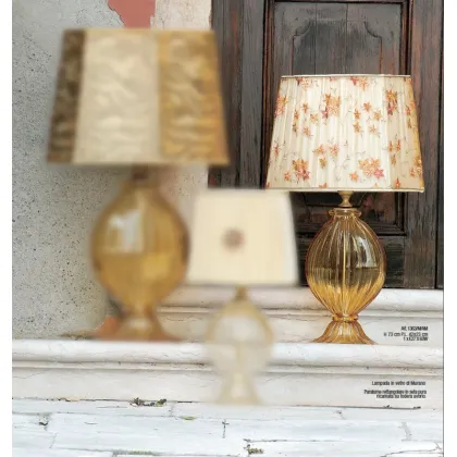 Zdjęcie Stylowa lampa ze szkła Murano z prostokątnym kloszem z czystego jedwabiu – Il Paralume Marina