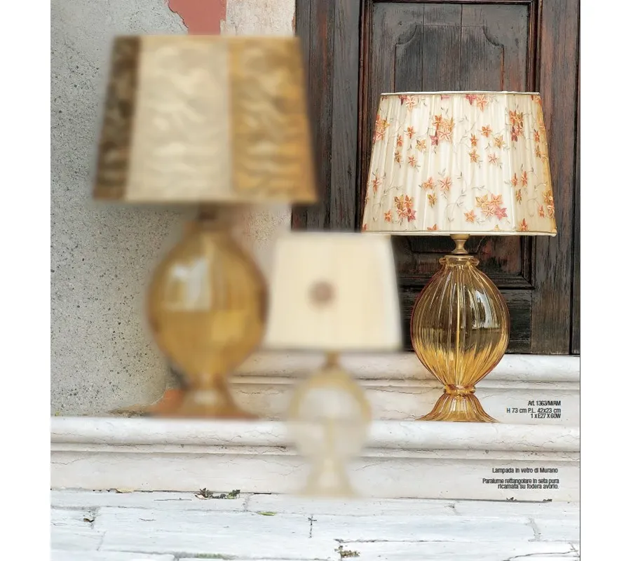 obrazek 1 Stylowa lampa ze szkła Murano z prostokątnym kloszem z czystego jedwabiu – Il Paralume Marina